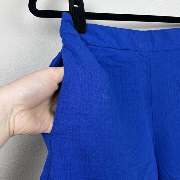 Boden Women's 2 Doublecloth Royal Blue Shorts 100% Cotton Pockets Beach Casual - Picture 3 of 13